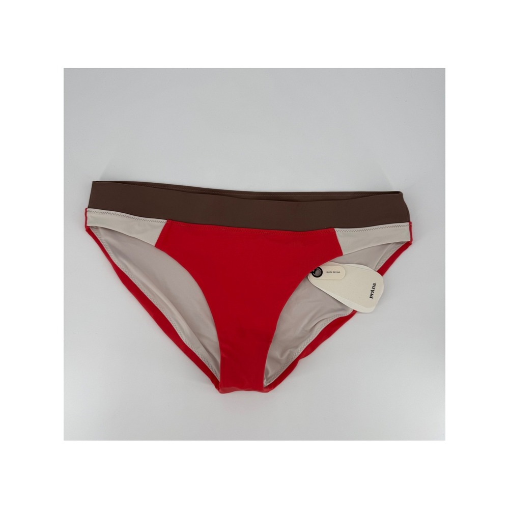 Prana Bikini Bottom Womens Medium Orange Brown Baja‎ Bound Summer Wave NEW